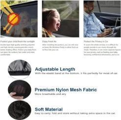 CUBEXCOM® Auto Zonnescherm, Autoraamschaduwen Voor Baby, Kinderen, Volwassenen En Huisdieren, 2 STUKS, Autoruit Zonwering, Universele Zonnescherm Zonnewering, Auto Klamboe Gordijn, UV Zonbescherming Protectie, Anti-Verblinding -Kinderwagen- En Accessoirewinkel 1200x1197 3