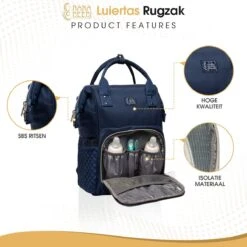 NanaBeebi Luiertas Rugzak Met Verschoonmatje - Blauw - Inclusief Flessenwarmhouder - Kinderwagenhaken En Isoleervak -Kinderwagen- En Accessoirewinkel 1200x1200 1027