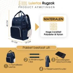 NanaBeebi Luiertas Rugzak Met Verschoonmatje - Blauw - Inclusief Flessenwarmhouder - Kinderwagenhaken En Isoleervak -Kinderwagen- En Accessoirewinkel 1200x1200 1031