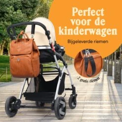 JeRie Luiertas Rugzak – Verschoonmatje – Verzorgingstas – Luiertassen – Met Kinderwagen Haken - Bruin -Kinderwagen- En Accessoirewinkel 1200x1200 1041