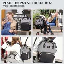 Buxibo Luier- En Verzorgingstas Inclusief USB Oplaadstation - Baby Rug Tas Met Isoleervak - Diaper Backpack Bag - Reis Rugzak - Grote Capaciteit - 23.8L - Zwart -Kinderwagen- En Accessoirewinkel 1200x1200 1230