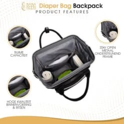 NanaBeebi Luiertas Rugzak Met Verschoonmatje - Zwart - Inclusief Flessenwarmhouder - Kinderwagenhaken En Isoleervak -Kinderwagen- En Accessoirewinkel 1200x1200 1290