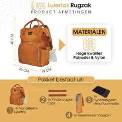 NanaBeebi Luiertas Rugzak Met Verschoonmatje - Cognac - Inclusief Flessenwarmhouder - Kinderwagenhaken En Isoleervak -Kinderwagen- En Accessoirewinkel 1200x1200 1332