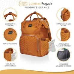 NanaBeebi Luiertas Rugzak Met Verschoonmatje - Cognac - Inclusief Flessenwarmhouder - Kinderwagenhaken En Isoleervak -Kinderwagen- En Accessoirewinkel 1200x1200 1333