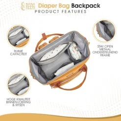 NanaBeebi Luiertas Rugzak Met Verschoonmatje - Cognac - Inclusief Flessenwarmhouder - Kinderwagenhaken En Isoleervak -Kinderwagen- En Accessoirewinkel 1200x1200 1335