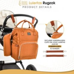 NanaBeebi Luiertas Rugzak Met Verschoonmatje - Cognac - Inclusief Flessenwarmhouder - Kinderwagenhaken En Isoleervak -Kinderwagen- En Accessoirewinkel 1200x1200 1338