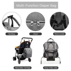 Miss Lulu Luiertas Rugzak - Luiertas Met USB Oplaadstation - Baby Tas Inclusief Buggy En Kinderwagen Haken - Grijs (E6705USB GY) -Kinderwagen- En Accessoirewinkel 1200x1200 1342