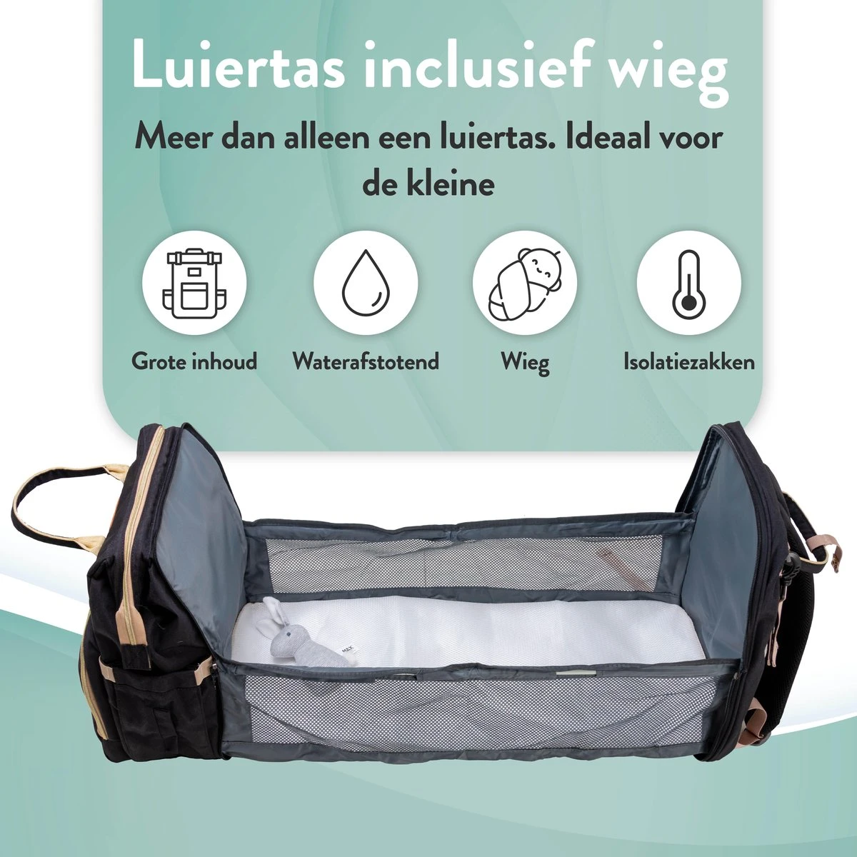 Luiertas Rugzak - Monx Luiertas Verzorgingstas Met Uitklapbaar Babybedje - Overzichtelijke Luierrugzak Extra Buggy En Kinderwagen Haken Inclusief Geïsoleerde Flessenhouder - Zwart 7 Luiertas Rugzak - Monx Luiertas Verzorgingstas Met Uitklapbaar Babybedje - Overzichtelijke Luierrugzak Extra Buggy En Kinderwagen Haken Inclusief Geïsoleerde Flessenhouder - Zwart - Afbeelding 5