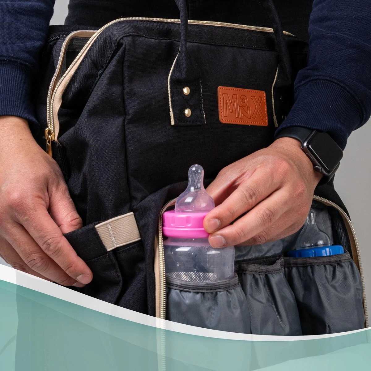 Luiertas Rugzak - Monx Luiertas Verzorgingstas Met Uitklapbaar Babybedje - Overzichtelijke Luierrugzak Extra Buggy En Kinderwagen Haken Inclusief Geïsoleerde Flessenhouder - Zwart 8 Luiertas Rugzak - Monx Luiertas Verzorgingstas Met Uitklapbaar Babybedje - Overzichtelijke Luierrugzak Extra Buggy En Kinderwagen Haken Inclusief Geïsoleerde Flessenhouder - Zwart - Afbeelding 6