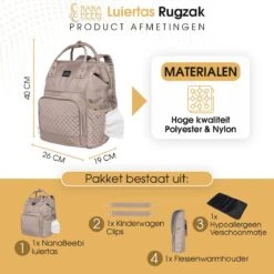 NanaBeebi Luiertas Rugzak Met Verschoonmatje - Beige Taupe - Inclusief Flessenwarmhouder - Kinderwagenhaken En Isoleervak -Kinderwagen- En Accessoirewinkel 1200x1200 1421