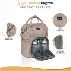 NanaBeebi Luiertas Rugzak Met Verschoonmatje - Beige Taupe - Inclusief Flessenwarmhouder - Kinderwagenhaken En Isoleervak -Kinderwagen- En Accessoirewinkel 1200x1200 1424