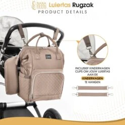 NanaBeebi Luiertas Rugzak Met Verschoonmatje - Beige Taupe - Inclusief Flessenwarmhouder - Kinderwagenhaken En Isoleervak -Kinderwagen- En Accessoirewinkel 1200x1200 1425