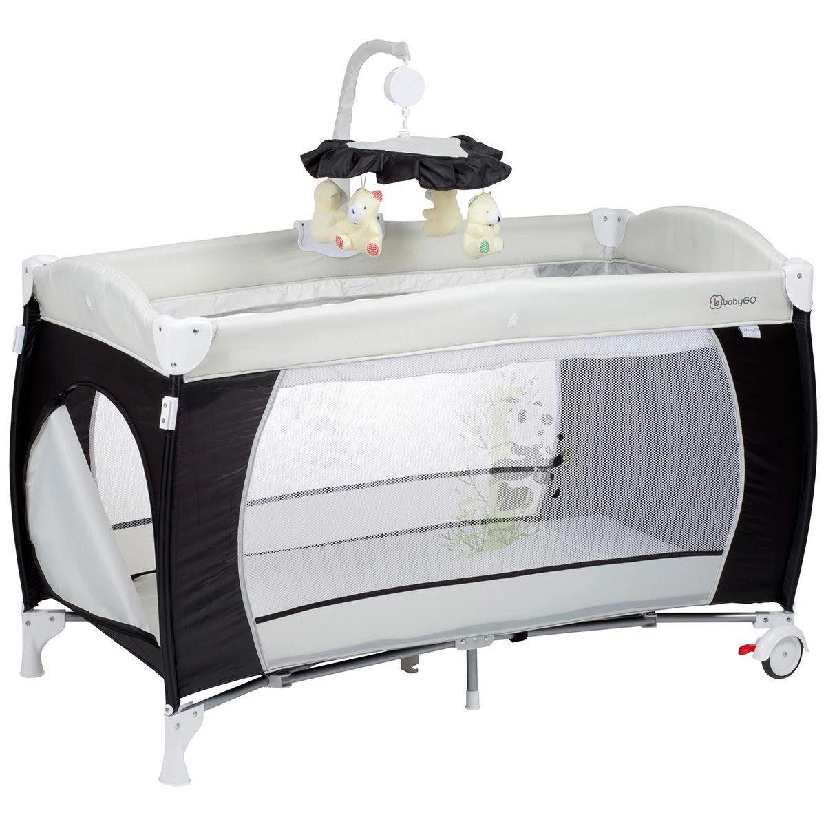 Campingbed BabyGO Sleeper DeLuxe Zwart (incl. Bodemverhoger) 4 Campingbed BabyGO Sleeper DeLuxe Zwart (incl. Bodemverhoger) - Afbeelding 2