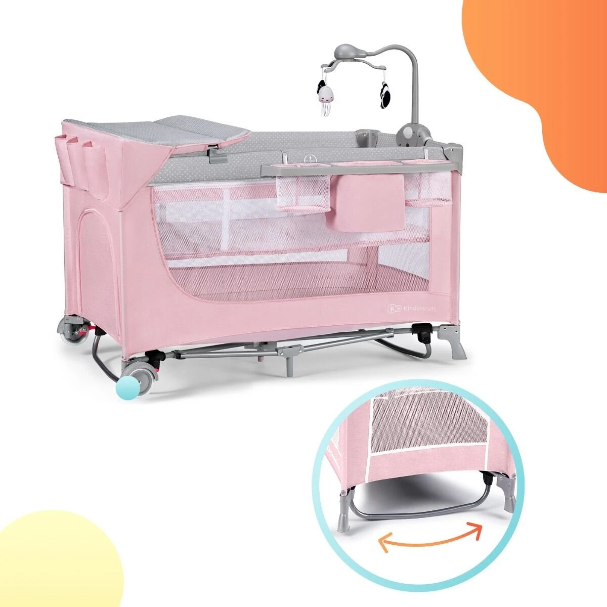 Kinderkraft Campingbed - Leody Met Accessoires - Roze 20 Kinderkraft Campingbed - Leody Met Accessoires - Roze - Afbeelding 18