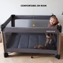 Deryan Luxe Campingbed Compleet - 120x60cm - Bodemverhoger - Verschoonblad - Opbergmand - Grijs -Kinderwagen- En Accessoirewinkel 1200x1200 1582
