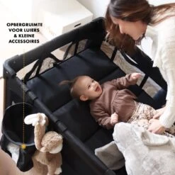 Deryan Luxe Campingbed Compleet - 120x60cm - Bodemverhoger - Verschoonblad - Opbergmand - Zwart -Kinderwagen- En Accessoirewinkel 1200x1200 1591