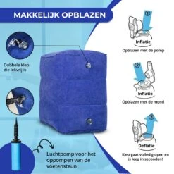 Merkloos Voetensteun - Vliegtuigbedje - Premium Quality - Reisbedje - 3 Hoogtestanden - Vliegtuig Kussen - Voetenbankje Of Poef - Met Opbergzakje & Pomp - Blauw -Kinderwagen- En Accessoirewinkel 1200x1200 1638
