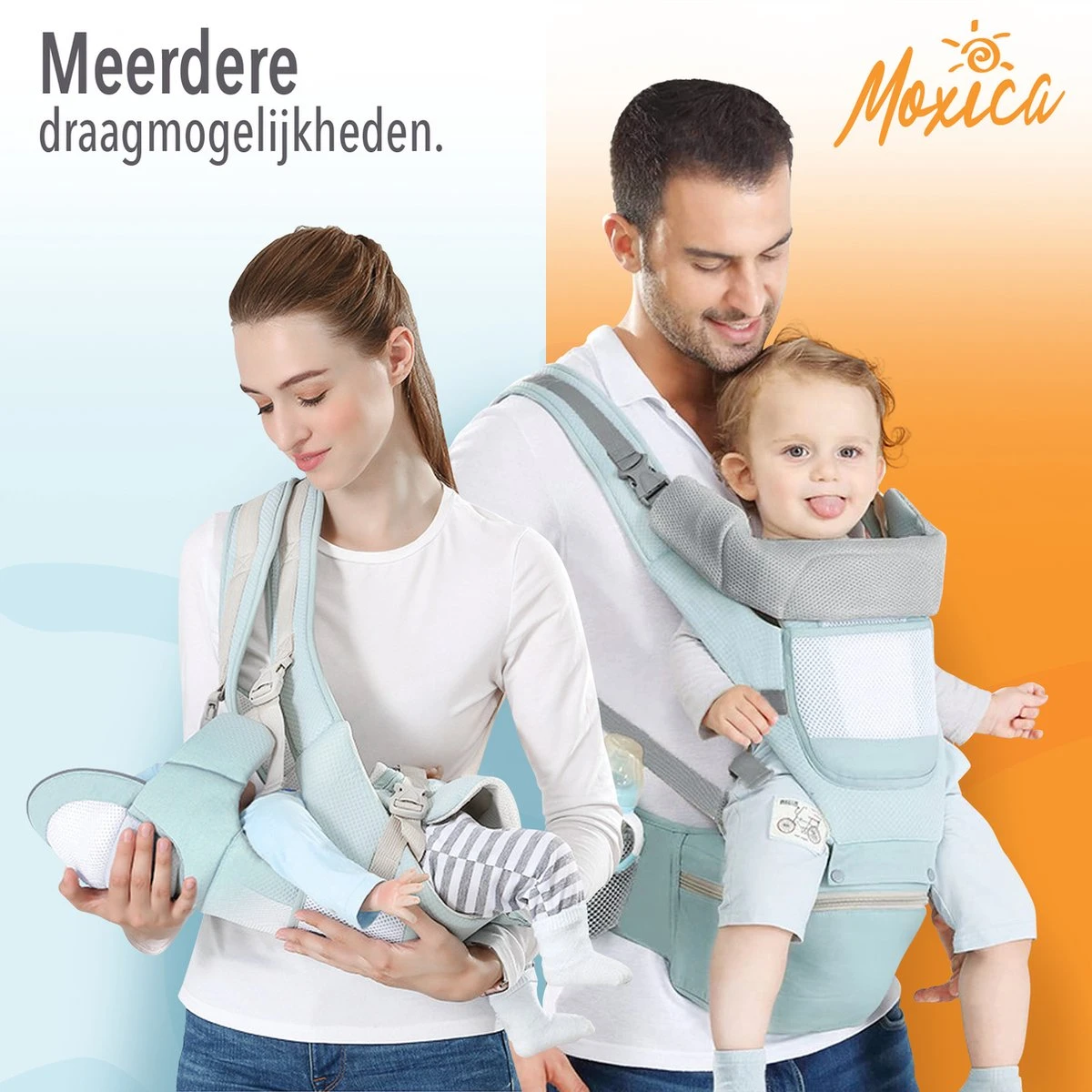 Moxica Draagzak Baby - Draagdoek - Carrier - Kinderdrager - Babydrager - Drager 4 Moxica Draagzak Baby - Draagdoek - Carrier - Kinderdrager - Babydrager - Drager - Afbeelding 2