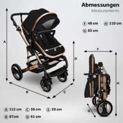 KIDUKU- 3 In 1 Combi-kinderwagen- Zwart/goud- Buggy Incl. Autostoeltje-regenhoes- Inklapbaar -Kinderwagen- En Accessoirewinkel 1200x1200 2012