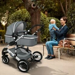 KIDUKU- 3 In 1 Combi-kinderwagen- Grijs/zilver- Buggy Incl. Autostoeltje-regenhoes- Inklapbaar -Kinderwagen- En Accessoirewinkel 1200x1200 2031
