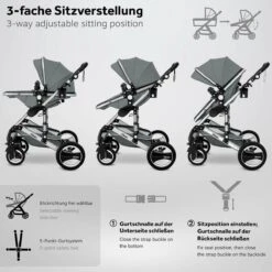 KIDUKU- 3 In 1 Combi-kinderwagen- Grijs/zilver- Buggy Incl. Autostoeltje-regenhoes- Inklapbaar -Kinderwagen- En Accessoirewinkel 1200x1200 2035