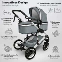 KIDUKU- 3 In 1 Combi-kinderwagen- Grijs/zilver- Buggy Incl. Autostoeltje-regenhoes- Inklapbaar -Kinderwagen- En Accessoirewinkel 1200x1200 2036