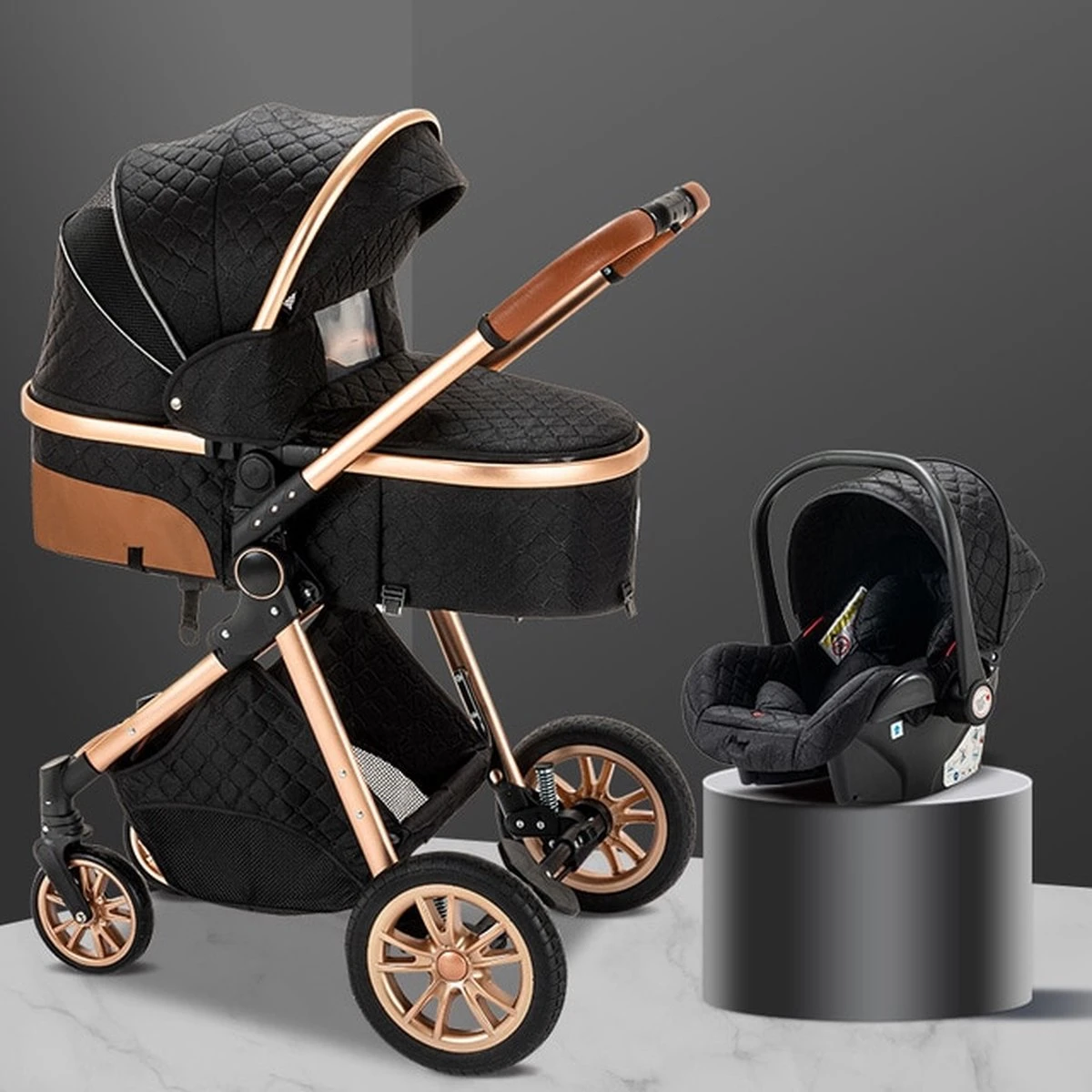 Merkloos Kinderwagen 3-in-1 – Luxe Kinderwagen - Buggy – Wandelwagen - Multifunctioneel – Opklapbaar – Incl. Autostoel – Zwart 3 Merkloos Kinderwagen 3-in-1 – Luxe Kinderwagen - Buggy – Wandelwagen - Multifunctioneel – Opklapbaar – Incl. Autostoel – Zwart
