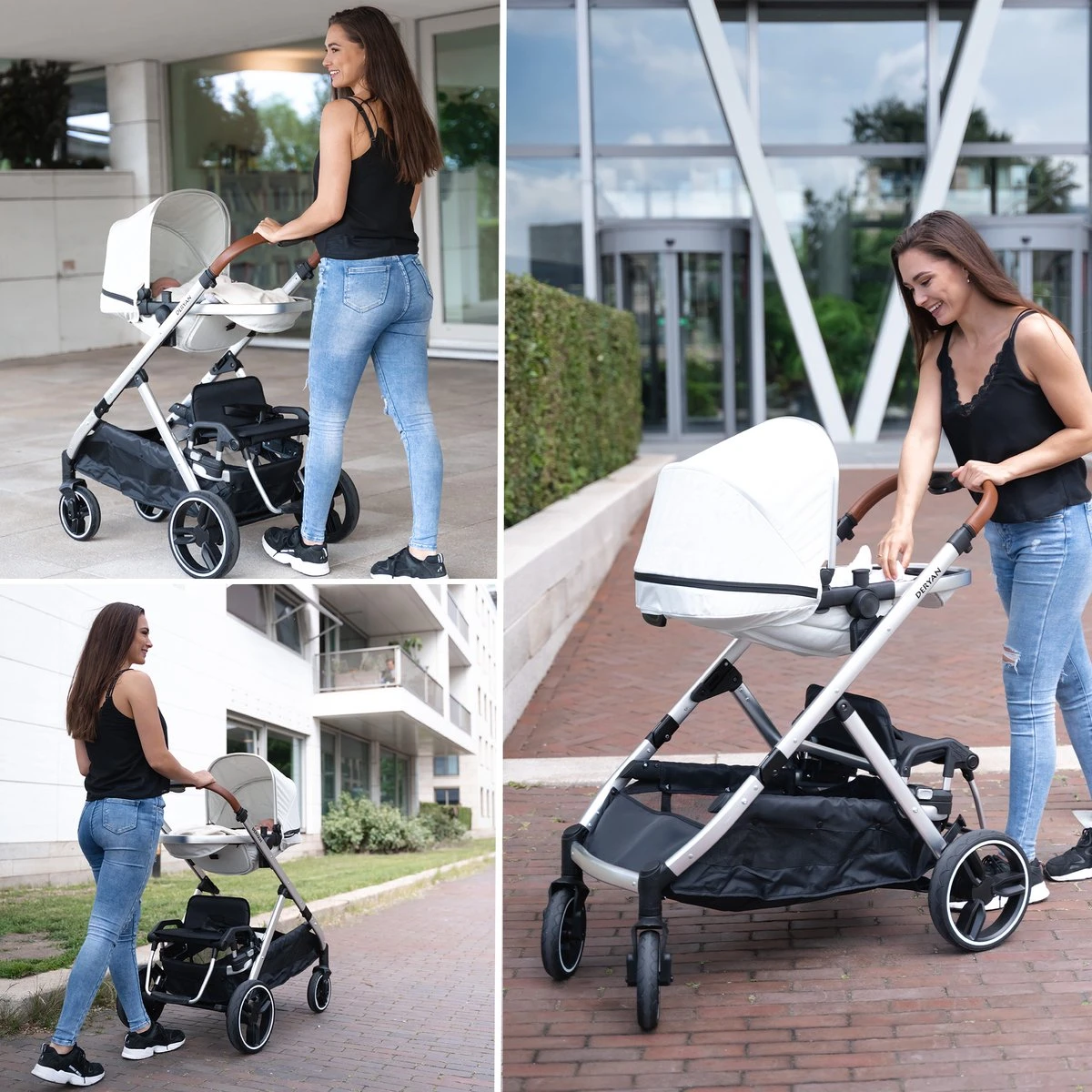 Deryan Evy Kinderwagen - Duo Kinderwagen - Uitbreidbaar - Inclusief Reiswieg - Creme 15 Deryan Evy Kinderwagen - Duo Kinderwagen - Uitbreidbaar - Inclusief Reiswieg - Creme - Afbeelding 13