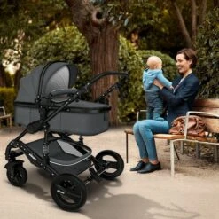 KIDUKU- 3 In 1 Combi-kinderwagen- Antraciet/zwart Buggy Incl. Autostoeltje-regenhoes- Inklapbaar -Kinderwagen- En Accessoirewinkel 1200x1200 2106