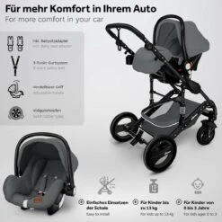 KIDUKU- 3 In 1 Combi-kinderwagen- Antraciet/zwart Buggy Incl. Autostoeltje-regenhoes- Inklapbaar -Kinderwagen- En Accessoirewinkel 1200x1200 2109