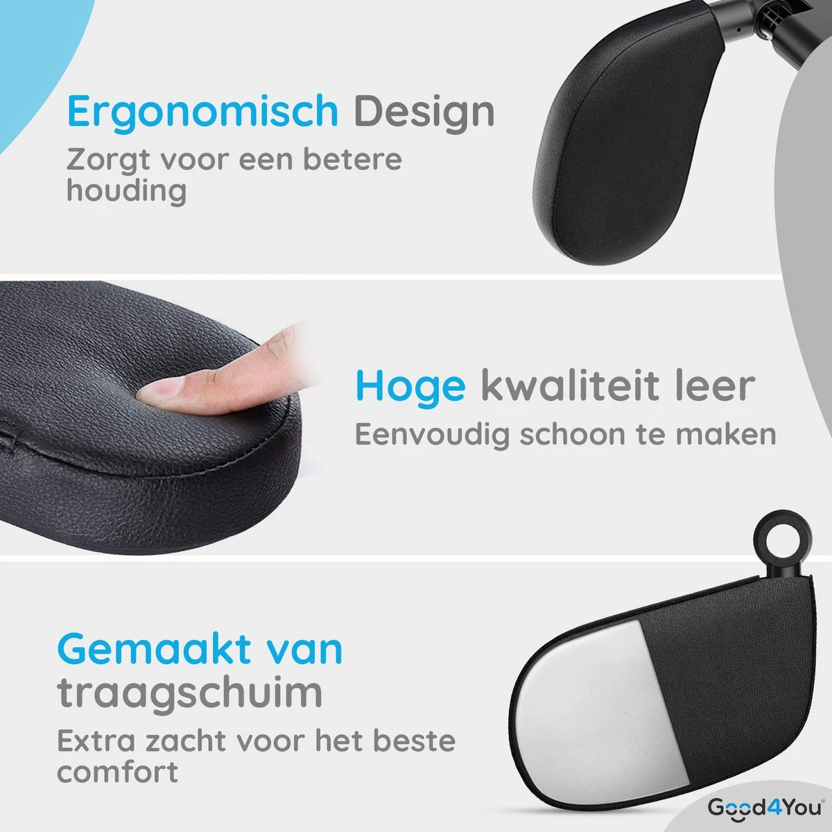 Good4You Hoofdsteun Auto - Nekkussen Auto - Hoofdsteun Auto Kinderen - Autokussen - Neksteun Auto - Volwassenen En Kinderen - Verstelbaar - Zwart 4 Good4You Hoofdsteun Auto - Nekkussen Auto - Hoofdsteun Auto Kinderen - Autokussen - Neksteun Auto - Volwassenen En Kinderen - Verstelbaar - Zwart - Afbeelding 2