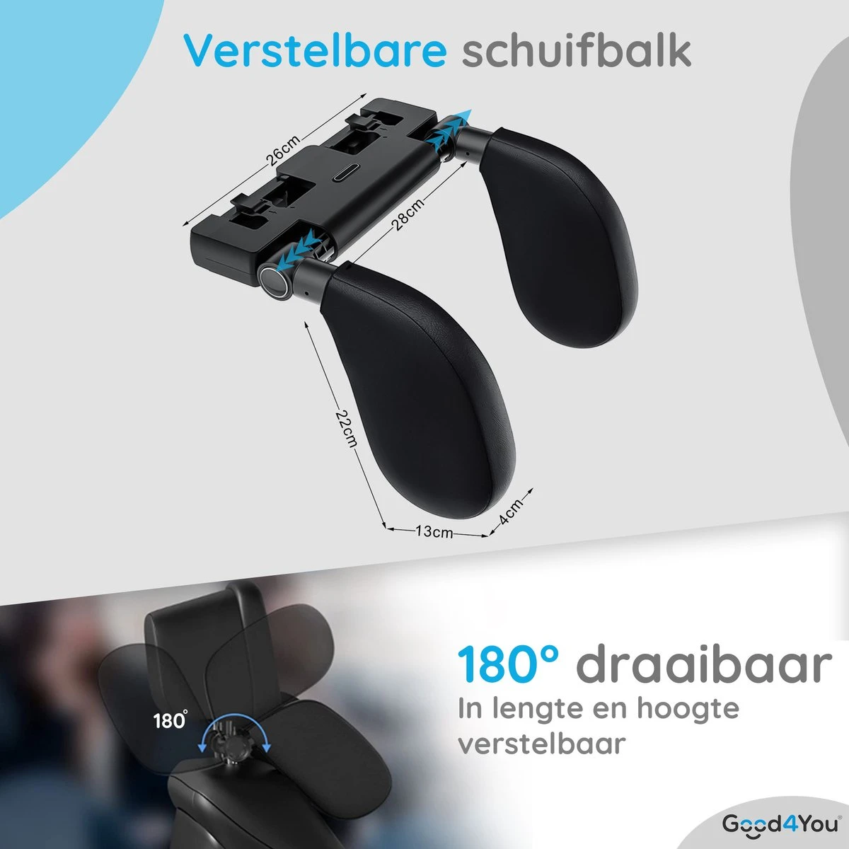 Good4You Hoofdsteun Auto - Nekkussen Auto - Hoofdsteun Auto Kinderen - Autokussen - Neksteun Auto - Volwassenen En Kinderen - Verstelbaar - Zwart 6 Good4You Hoofdsteun Auto - Nekkussen Auto - Hoofdsteun Auto Kinderen - Autokussen - Neksteun Auto - Volwassenen En Kinderen - Verstelbaar - Zwart - Afbeelding 4