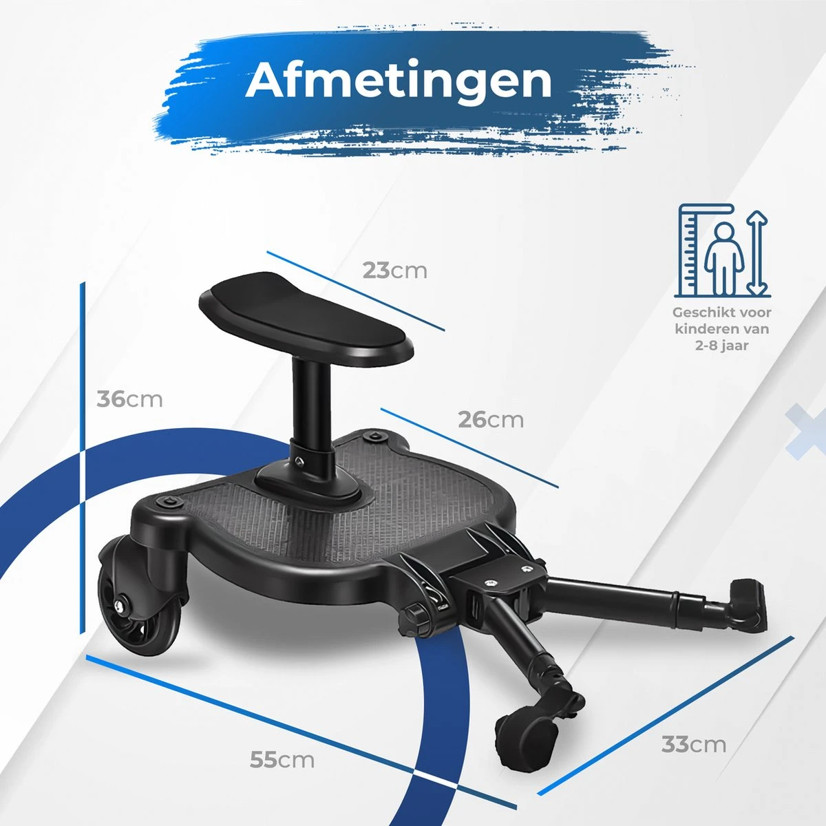 MESC Meerijdplankje Universeel Voor Buggy En Kinderwagen - Meerijdplankje Met Zitje 8 MESC Meerijdplankje Universeel Voor Buggy En Kinderwagen - Meerijdplankje Met Zitje - Afbeelding 6