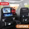 Bablue Autostoel Organizer - Zwart - 1 Stuks - Stevig PU Leer - Met Uitklapbare Tafel - Auto Organizer - Auto Accessories Interieur - Autostoel Organizer Tablet Houder - Autostoel Beschermer