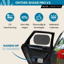 ALFA LIFESTYLE® Statische Zonneschermen - SHADE PRO V3 – Zwart Transparant Zonnescherm – UV Protectie Bescherming - Zonwering Auto - 2 Stuks -Kinderwagen- En Accessoirewinkel 1200x1200 538