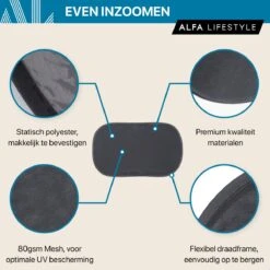 ALFA LIFESTYLE® Statische Zonneschermen - SHADE PRO V3 – Zwart Transparant Zonnescherm – UV Protectie Bescherming - Zonwering Auto - 2 Stuks -Kinderwagen- En Accessoirewinkel 1200x1200 541