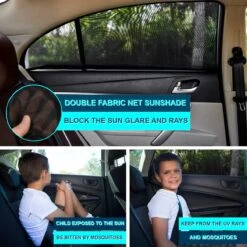 CUBEXCOM® Auto Zonnescherm, Autoraamschaduwen Voor Baby, Kinderen, Volwassenen En Huisdieren, 2 STUKS, Autoruit Zonwering, Universele Zonnescherm Zonnewering, Auto Klamboe Gordijn, UV Zonbescherming Protectie, Anti-Verblinding -Kinderwagen- En Accessoirewinkel 1200x1200 555