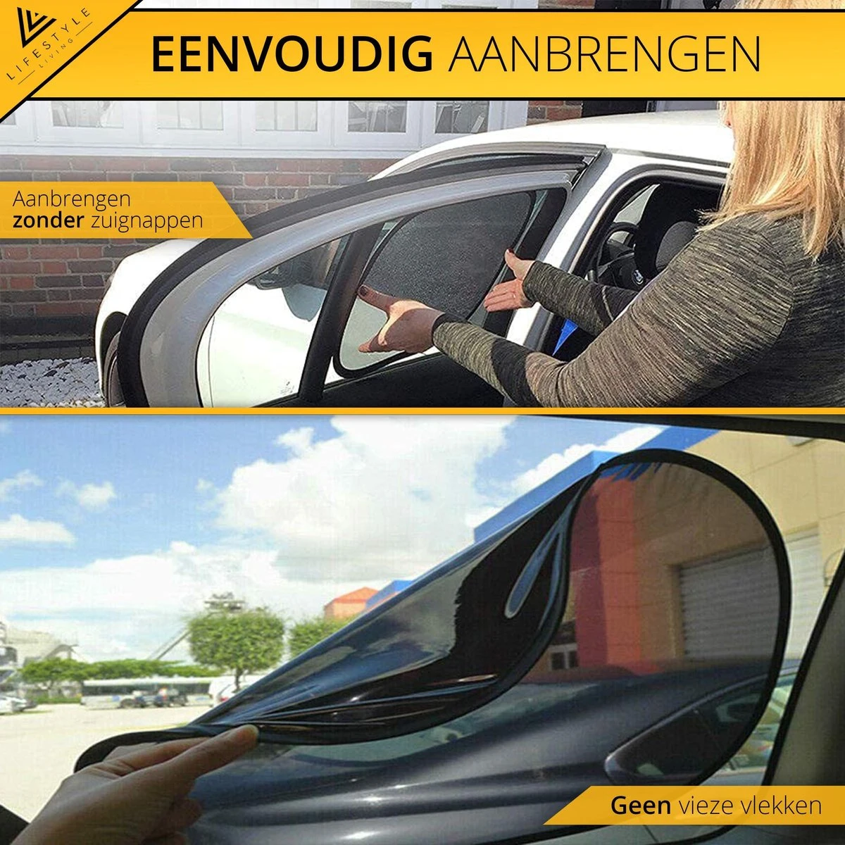 Lifestyle Living Zonnescherm Auto Zijruit – Zonwering Voor Baby En Kind – Zonder Zuignappen – UV Protectie – 2 Stuks – 51 X 31CM – Statisch - Zelfklevend 6 Lifestyle Living Zonnescherm Auto Zijruit – Zonwering Voor Baby En Kind – Zonder Zuignappen – UV Protectie – 2 Stuks – 51 X 31CM – Statisch - Zelfklevend - Afbeelding 4