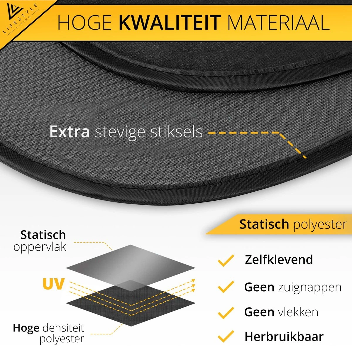 Lifestyle Living Zonnescherm Auto Zijruit – Zonwering Voor Baby En Kind – Zonder Zuignappen – UV Protectie – 2 Stuks – 51 X 31CM – Statisch - Zelfklevend 7 Lifestyle Living Zonnescherm Auto Zijruit – Zonwering Voor Baby En Kind – Zonder Zuignappen – UV Protectie – 2 Stuks – 51 X 31CM – Statisch - Zelfklevend - Afbeelding 5