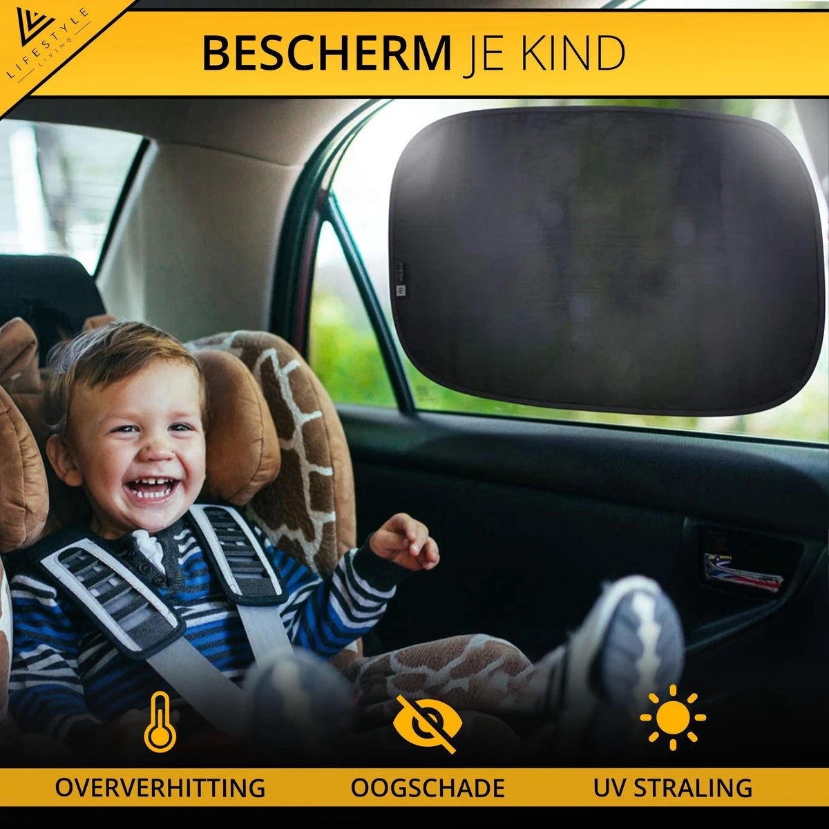 Lifestyle Living Zonnescherm Auto Zijruit – Zonwering Voor Baby En Kind – Zonder Zuignappen – UV Protectie – 2 Stuks – 51 X 31CM – Statisch - Zelfklevend 11 Lifestyle Living Zonnescherm Auto Zijruit – Zonwering Voor Baby En Kind – Zonder Zuignappen – UV Protectie – 2 Stuks – 51 X 31CM – Statisch - Zelfklevend - Afbeelding 9
