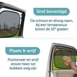 ForDig Zonnescherm Auto (2 Stuks) - Extra Donker - Zonwering UV Protectie Voor Auto Zijruit – Zonwering Auto – Zonder Zuignappen – 80 GSM – 51 X 31 CM -Kinderwagen- En Accessoirewinkel 1200x1200 590