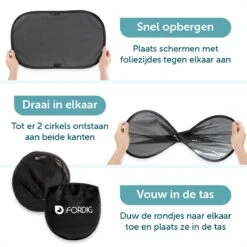 ForDig Zonnescherm Auto (2 Stuks) - Extra Donker - Zonwering UV Protectie Voor Auto Zijruit – Zonwering Auto – Zonder Zuignappen – 80 GSM – 51 X 31 CM -Kinderwagen- En Accessoirewinkel 1200x1200 592