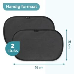 ForDig Zonnescherm Auto (2 Stuks) - Extra Donker - Zonwering UV Protectie Voor Auto Zijruit – Zonwering Auto – Zonder Zuignappen – 80 GSM – 51 X 31 CM -Kinderwagen- En Accessoirewinkel 1200x1200 594