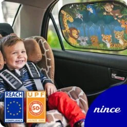 Nince Zonnescherm Auto Zijraam Van Hoge Kwaliteit - Jungle - Set Van 2 -Kinderwagen- En Accessoirewinkel 1200x1200 596