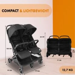 Deryan Luxe Rolo X2 Dubbele Buggy - Duo Buggy - Zwart -Kinderwagen- En Accessoirewinkel 1200x1200 822