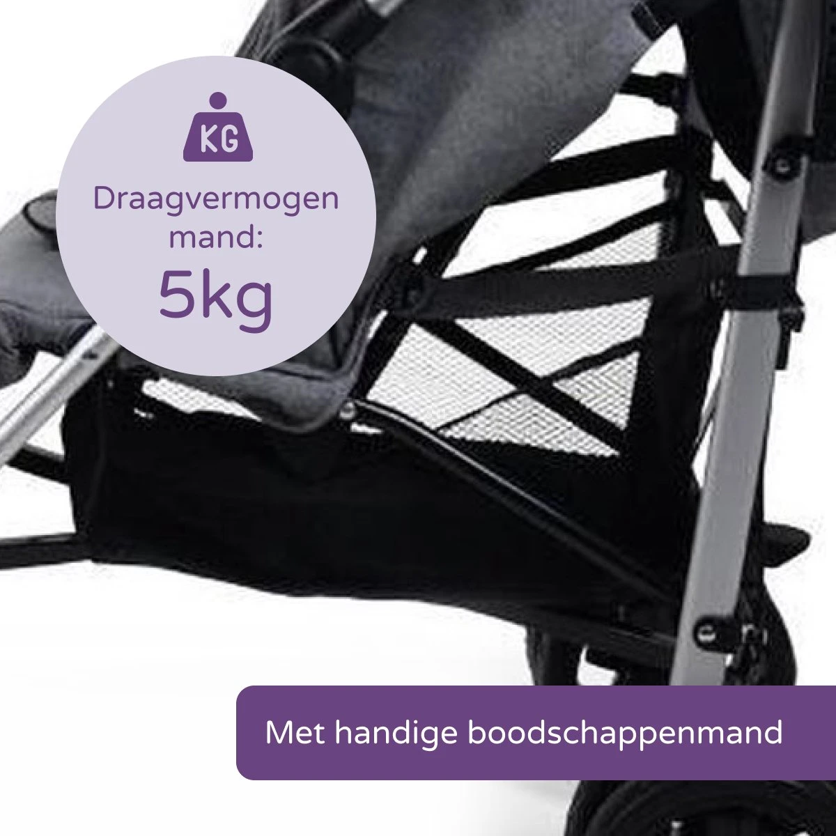 Prénatal Luxe Buggy – Kinderwagen Met Boodschappenmand En Zonneklep - Verstelbare Wandelwagen – Inklapbaar Met 1 Hand - Plooibuggy Grijs 6 Prénatal Luxe Buggy – Kinderwagen Met Boodschappenmand En Zonneklep - Verstelbare Wandelwagen – Inklapbaar Met 1 Hand - Plooibuggy Grijs - Afbeelding 4