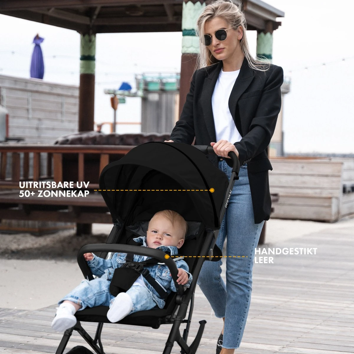 Deryan Rolo Luxe Lichtgewicht Buggy - Zwart 4 Deryan Rolo Luxe Lichtgewicht Buggy - Zwart - Afbeelding 2