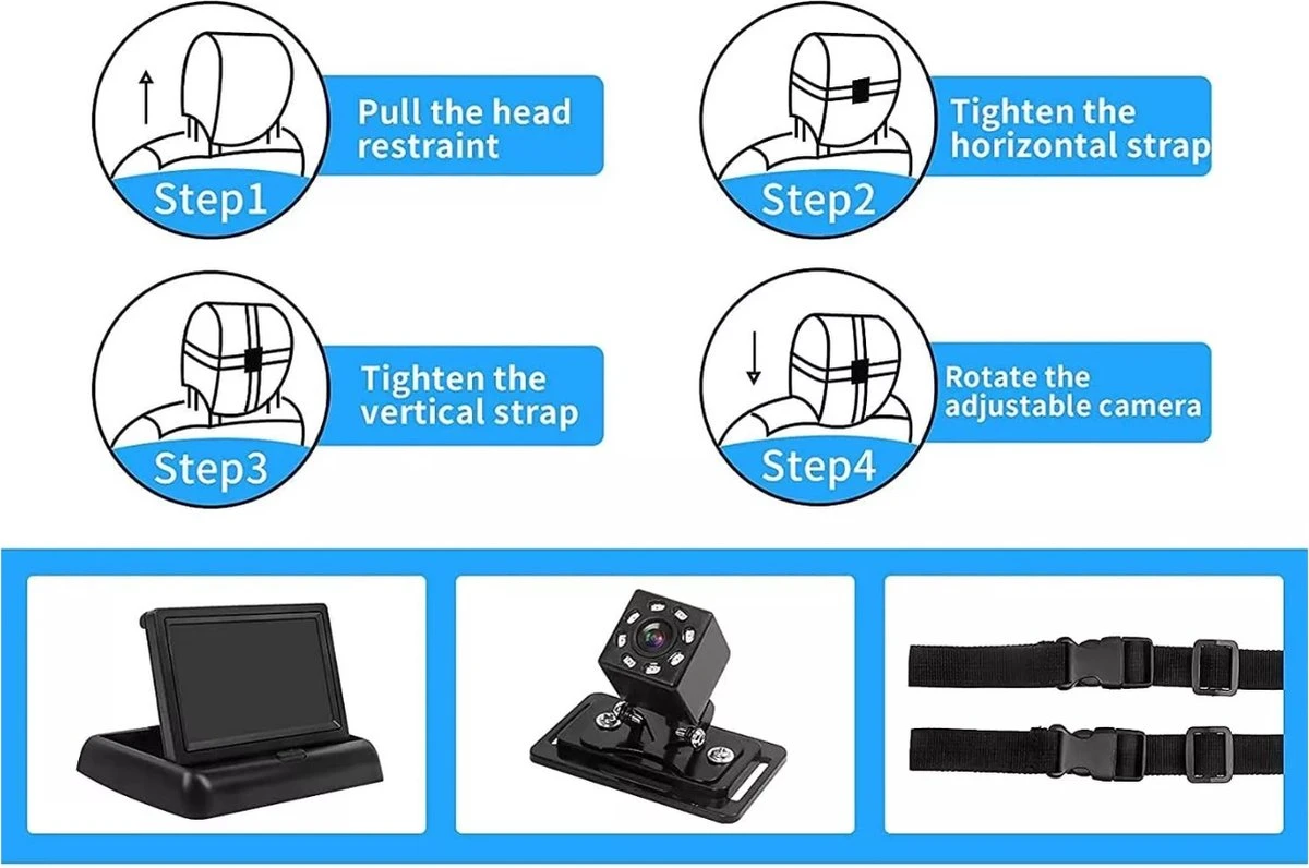 Achterbankspiegel Voor Baby/kind - Met 150° Groothoekcamera Voor Groot Gezichtsveld - Achteruitkijkspiegel, Autospiegel 4 Achterbankspiegel Voor Baby/kind - Met 150° Groothoekcamera Voor Groot Gezichtsveld - Achteruitkijkspiegel, Autospiegel - Afbeelding 2
