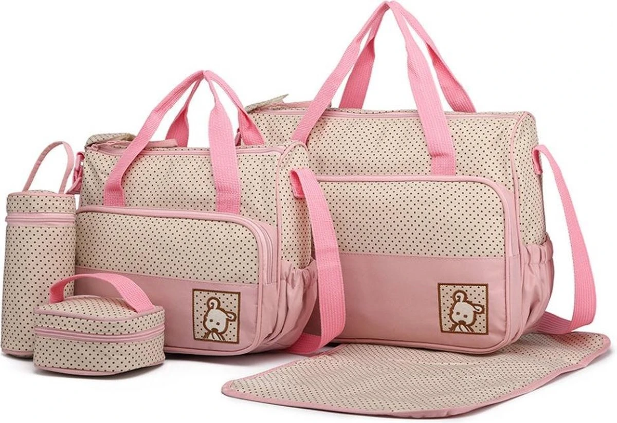 Miss Lulu Luiertas - 5-delige Verzorgingstas Set - Roze (9026 PK) 3 Miss Lulu Luiertas - 5-delige Verzorgingstas Set - Roze (9026 PK)