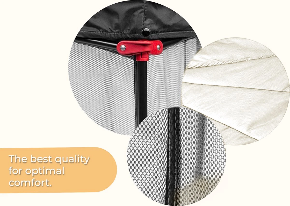 Deryan Draagbare Kinderbox - Zwart - Vaste Matrasbodem - Reisbox - Campingbedje 12 Deryan Draagbare Kinderbox - Zwart - Vaste Matrasbodem - Reisbox - Campingbedje - Afbeelding 10